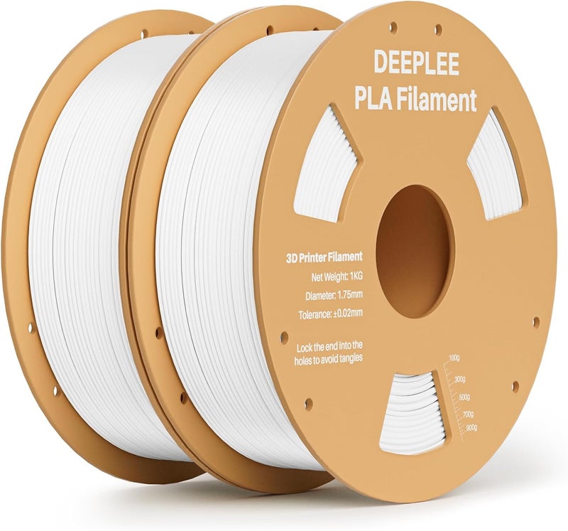 Deeplee PLA 1.75mm 3D Printer Filament, Dimensional Accuracy +/- 0.02mm, Neatly Wound, No Clogging, Vacuum Package, Fits for Most FDM 3D Printers, Cardboard Spool 2kg White - Image 1